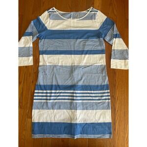 Lilly Pulitzer Shirt Dress Womens Sz Large Blue Stripes Marlowe Boat Neck Casual